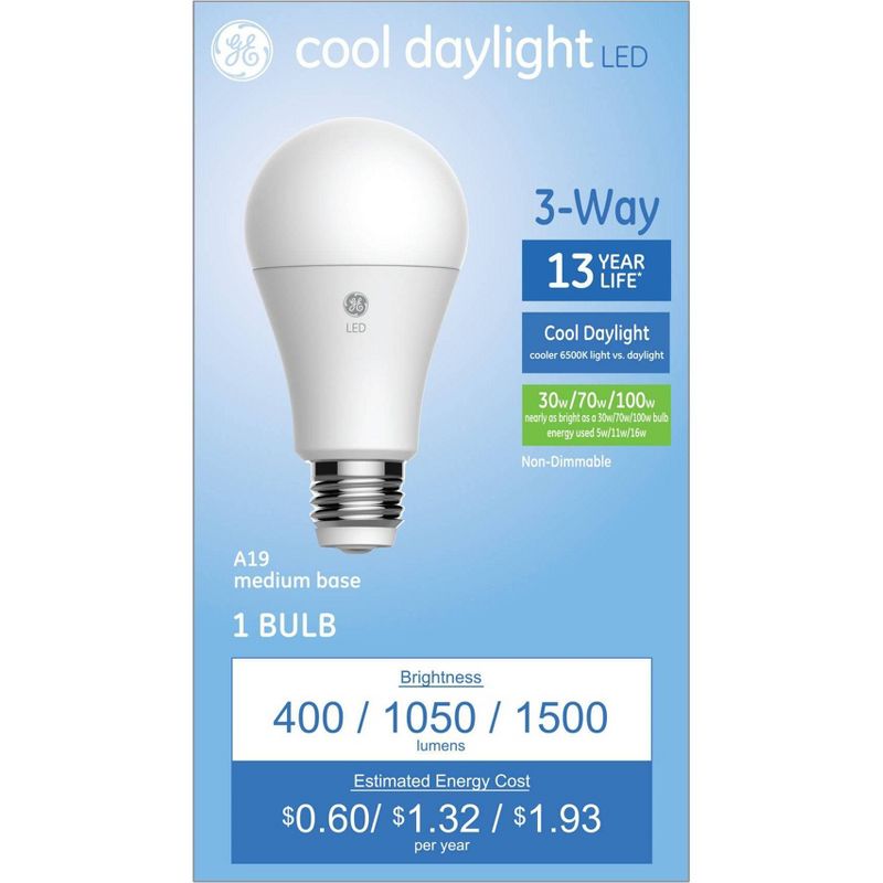 GE Cool Daylight 30/100 A19 LED Light Bulb, 1 of 5