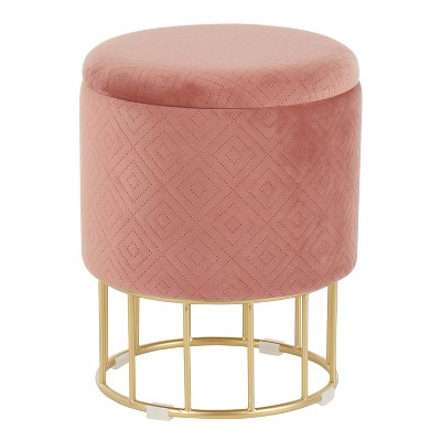 Canary Contemporary Glam Ottoman Pink - LumiSource