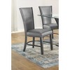 2pc Contemporary Glam Upholstered Dining Side Chair Padded Plush Gray Fabric Upholstery Rich Black Color Wooden Furniture - 3 of 4