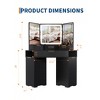 Corner Vanity Desk, Vanity Table with Lighted Mirror, Fluted Makeup Desk with Drawers and Cabinets, Corner Dressing Table with Charging Station - 2 of 4