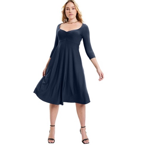 June + Vie By Roaman's Women's Plus Size Sweetheart Swing Dress - 26/28 ...