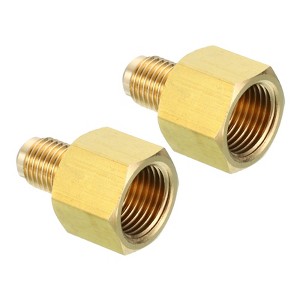 Unique Bargains Fit Air Gas Line Refrigeration Brass SAE 45 Degree Flare Plumbing Connectors - 1 of 4