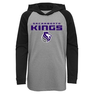 NBA Sacramento Kings Youth Gray Long Sleeve Light Weight Hooded Sweatshirt - 1 of 1