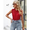 Sleeveless Tops for Women Pleated Tunic Tops Chiifon Blouse with Frill Mock Neck Flowy Dressy Casual Tank Tops （One size fits all） - 4 of 4