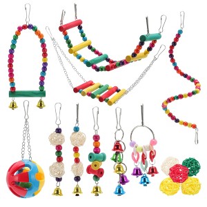 Unique Bargains Bird Toys Coconut Hideaway with Ladder Swing - 1 of 4