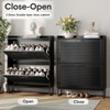 Shoe Storage Cabinet with 2 Flip Louvered Doors, Narrow Shoe Rack Cabinet - 4 of 4
