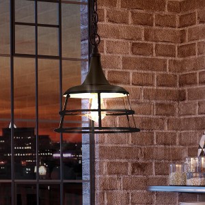 Urban Ambiance Luxury Urban Loft Pendant Light,  14.25"H x 12"W,  Blackened Brass Finish, UHP3851 - 1 of 4
