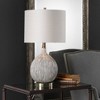 Uttermost Modern Table Lamp 26 1/2" High Old Ivory Aged Black Ceramic Linen Fabric Drum Shade for Living Room Bedroom Bedside Home - 2 of 2