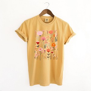 Simply Sage Market Women's Pink Floral Short Sleeve Garment Dyed Tee - 1 of 2