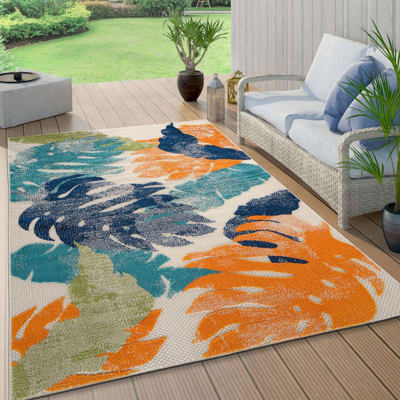 World Rug Gallery Arles Palm Floral Leaves Indoor/Outdoor Area Rug, 2 of 11
