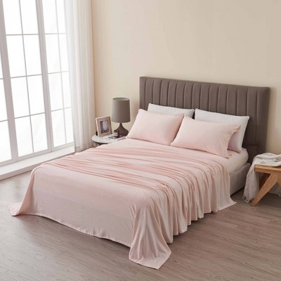 Isla Jade California King Super Soft T-Shirt Jersey Knit Sheet Set Pink
