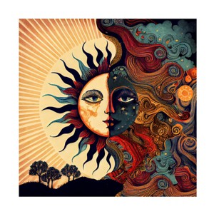 Canvas Wall Art - Sasha 'The Moon Says to the Sun I' Wall Art for Living Room, Bedroom, or Office Décor by Trademark Fine Art - 18 x 18 Inches - 1 of 4