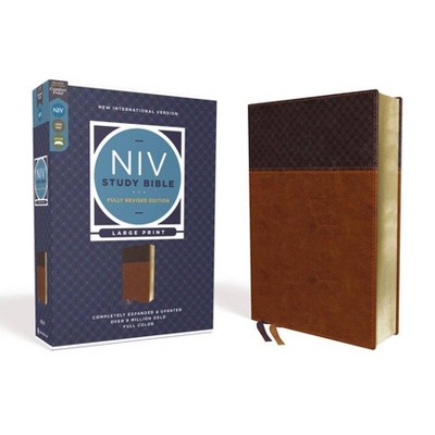 NIV Study Bible, Fully Revised Edition, Large Print, Leathersoft, Brown, Red Letter, Comfort Print - by  Zondervan (Leather Bound)