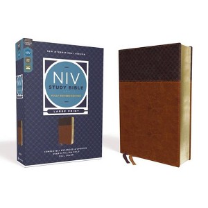 NIV Study Bible, Fully Revised Edition, Large Print, Leathersoft, Brown, Red Letter, Comfort Print - by  Zondervan (Leather Bound) - 1 of 1