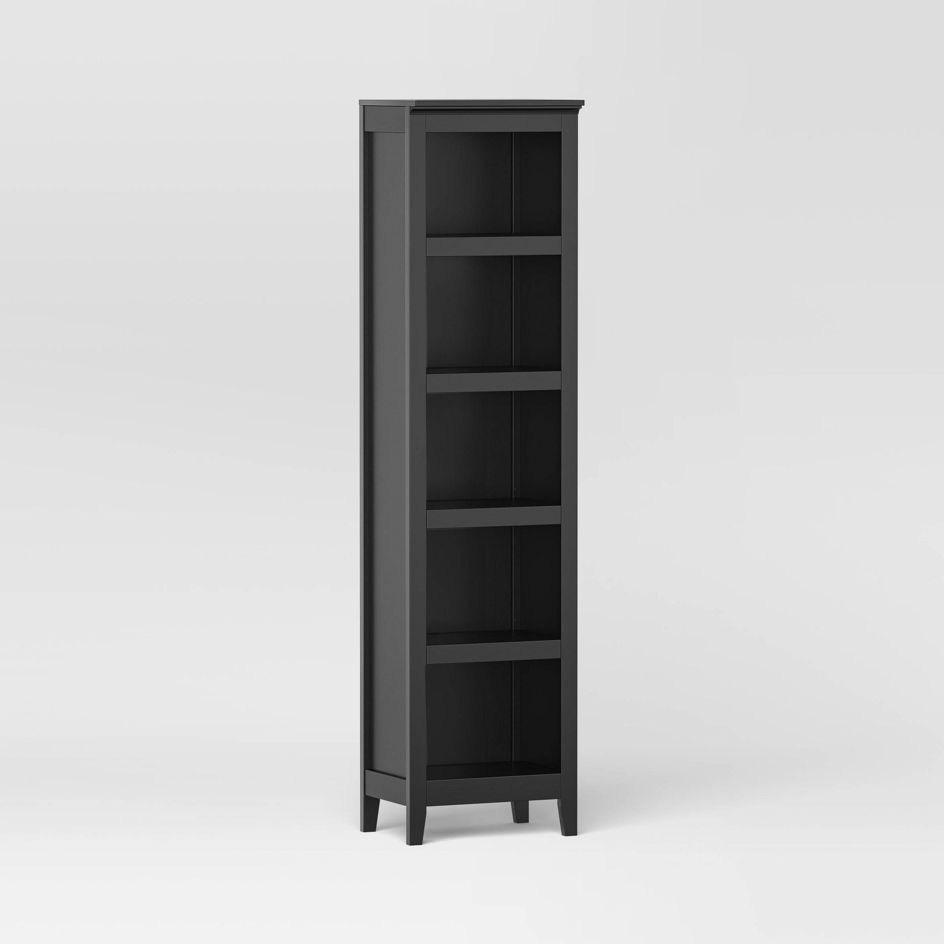 Carson 72" 5 Shelf Narrow Bookcase Black - Threshold™: Fixed & Adjustable Storage Display