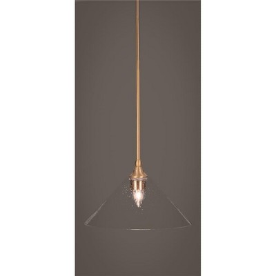 Toltec Lighting Any 1 - Light Pendant in  New Aged Brass with 12" Clear Bubble Shade