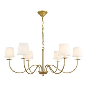 Elegant Lighting Eclipse 6 light Brass and White shade chandelier - 1 of 4
