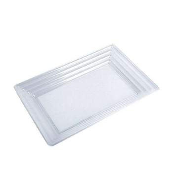 Smarty Had A Party 16 x 5 Clear 4-Section Rectangular Disposable Plastic Trays (24 Trays)