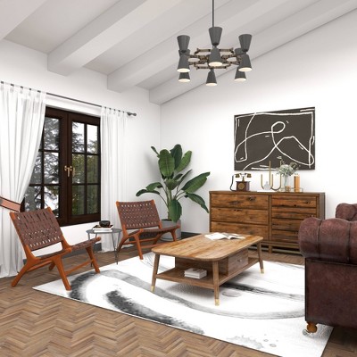 Handcrafted Brown Leather and Wood Slipper Chair