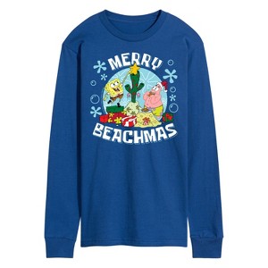 Men's - SpongeBob SquarePants - Merry Beachmas Long Sleeve Graphic T-Shirt - 1 of 4