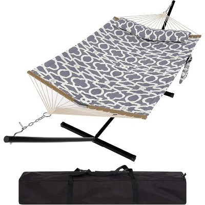 12FT Double Hammock with Stand Heavy Duty Portable Hammocks 475 Lbs Large Outdoor Hammocks with Carrying Bag for Patio, Beach, Backyard