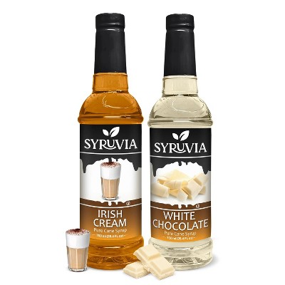 Syruvia Coffee Flavors Variety Pack: Irish Cream & White Chocolate 25.4 fl oz Syrup