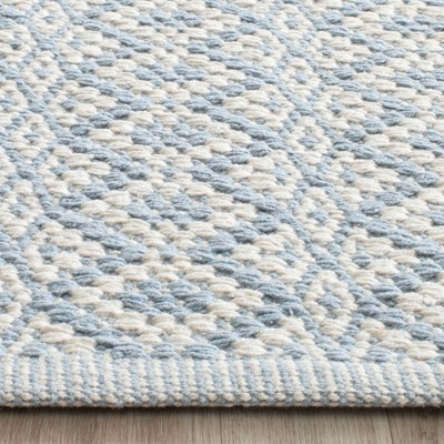 Handwoven Light Blue and Ivory Cotton Rug, 2' 3" x 9'