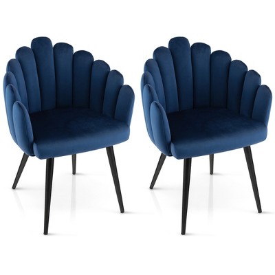 Costway Dining Chair Set of 2 Velvet Upholstered Modern Accent Arm Chairs Living Room