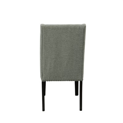 Espresso Wood & Charcoal Velvet High-Back Side Chair, Set of 2