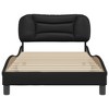 vidaXL Twin XL Bed Frame with Headboard - Faux Leather Black - Modern Waved Side Design - 85.8"x41.3"x29.3" for 39.4"x79.9" Mattress - 3 of 4