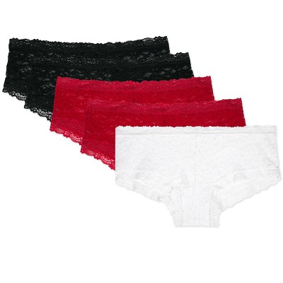 Smart & Sexy Womens Plus Lace Trim Cheeky Panty 4-pack Black