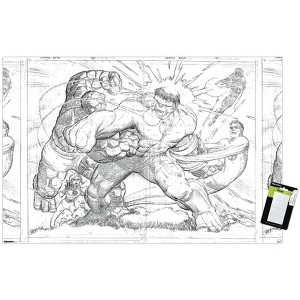 Trends International Marvel Sketch - Hulk vs. Fantastic Four Unframed Wall Poster Prints - 1 of 4
