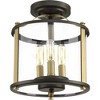 Progress Lighting Squire 3-Light Semi-Flush Lantern, Antique Bronze, Clear Glass Shade - 3 of 4