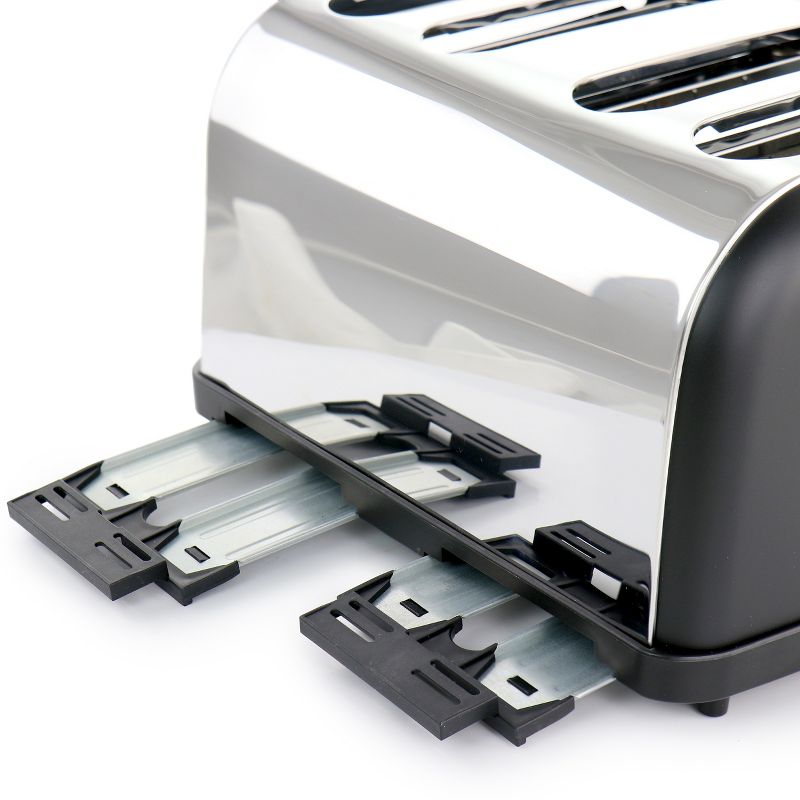MegaChef 4 Slice Wide Slot Toaster with Variable Browning in Black and Rose Gold, 3 of 8