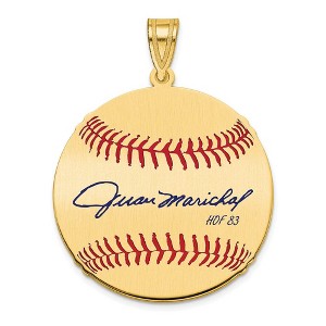 Black Bow Jewelry 14K Gold Plated Juan Marichal Signature MD Enamel Baseball Pendant - 1 of 4