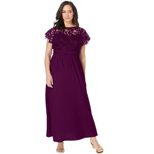 Jessica London Women's Plus Size Lace Maxi Dress - 1 of 4