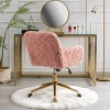 Artificial Rabbit Fur Home Office Chair, Adjustable Swivel Desk Chair with Gold Metal Base and Wheels – The Pop Home - 3 of 4