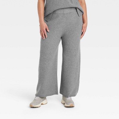 Women's High-Rise Ribbed Sweater Wide Leg Pants - A New Day™