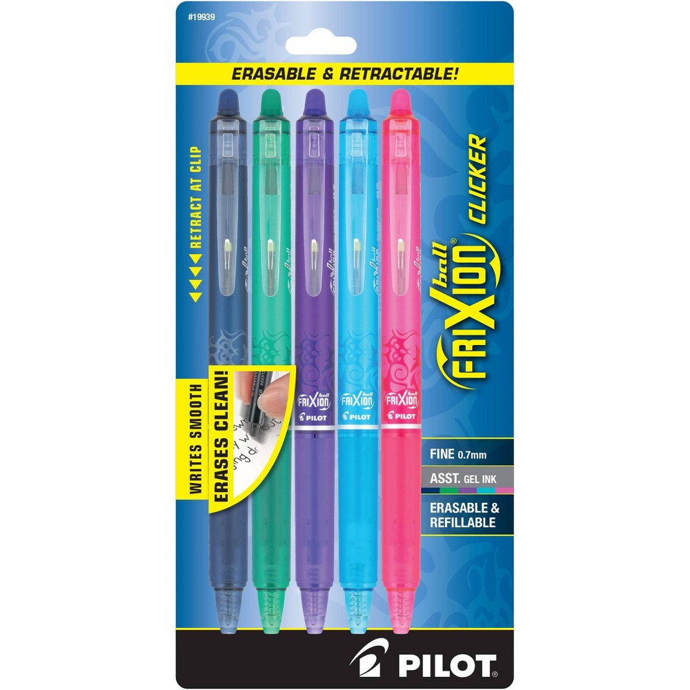 Photos - Accessory Pilot 5pk FriXion Clicker Erasable Gel Pens Fine Point 0.7mm Multicolored Ink