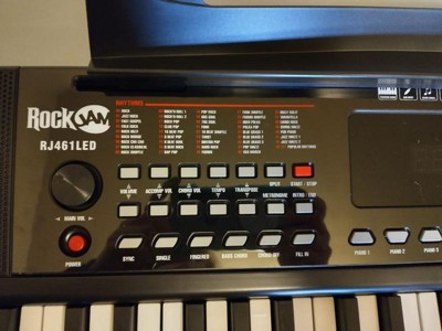 RockJam 461LED 61-Key Keyboard Piano with Keynote Stickers & Lessons 