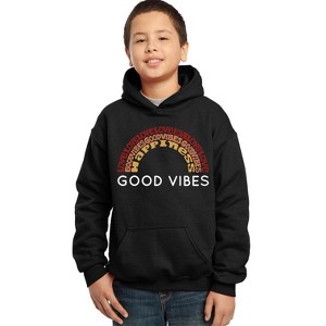 LA Pop Art Boy's Word Art Hooded Sweatshirt - Good Vibes - 1 of 4