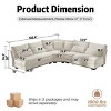 5 Seater L-Shaped Sectional Sofa with Curved Corner and 7 Pillows, Corduroy Upholstered Corner Sectional Sofa for Living Room-Coolbibila - 4 of 4