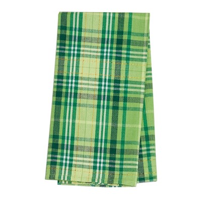 C&F Home Green Conner Plaid St. Patrick's Woven Cotton Flour Sack Kitchen Towel