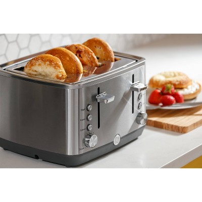 Stainless Steel 4-Slice Toaster with Wide Slots and Crumb Tray