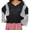 Women's V-neck Flare Sleeve Lace Top - POL - 2 of 4