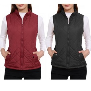 INSPIRE CHIC Women's Stand Collar Lightweight Gilet Quilted Zip Vest 2 Packs - 1 of 4