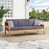 Aston Outdoor Mid-Century Modern Acacia Wood Sofa with Water-Resistant Cushions - Christopher Knight Home - 3 of 4