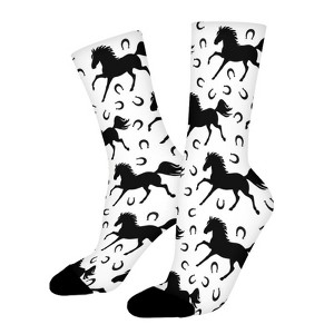 Horse Pattern Women Printed Crew Socks Funny Funky Socks Soft Polyester Novelty Gifts for Artists Men - 1 of 1
