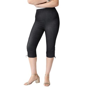 Roaman's Comfort Stretch Lace Up Capri Jean - 1 of 4
