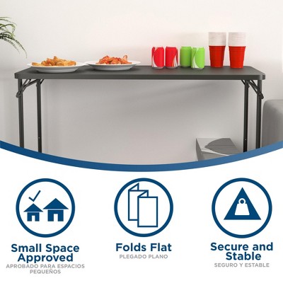Adjustable Height Black PVC Multipurpose Folding Table 20" x 48"